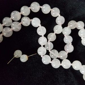 Pink Jade 30 inch necklace and matching earrings